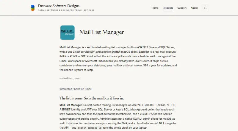 Mail List Manager's own site