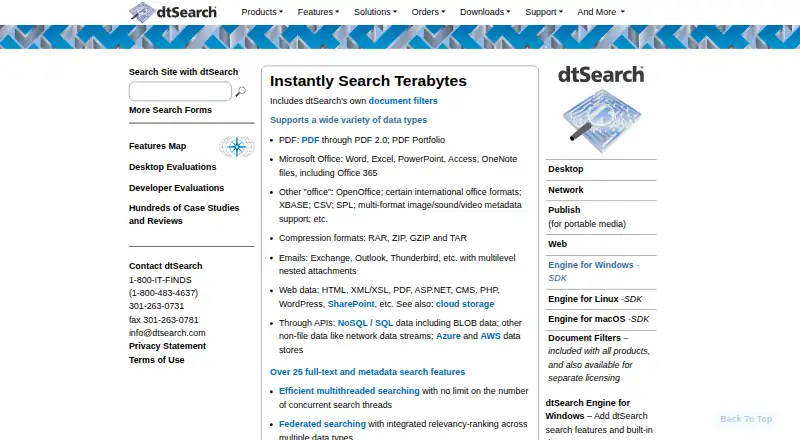 dtSearch Desktop's own site