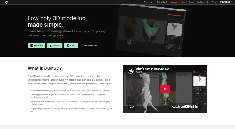 Dust3D's own site