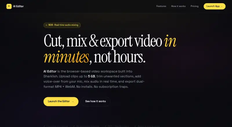 Sharklish AI Editor's own site