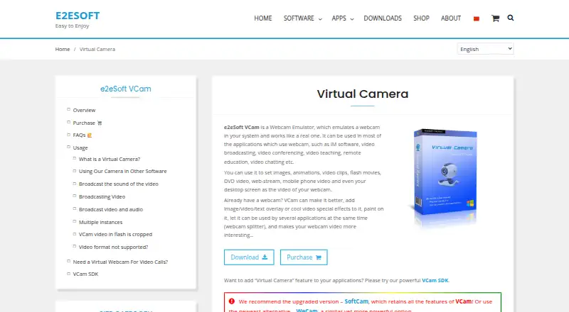e2eSoft VCam's own site