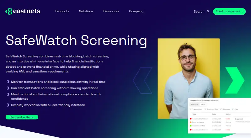 Eastnets SafeWatch Screening's own site
