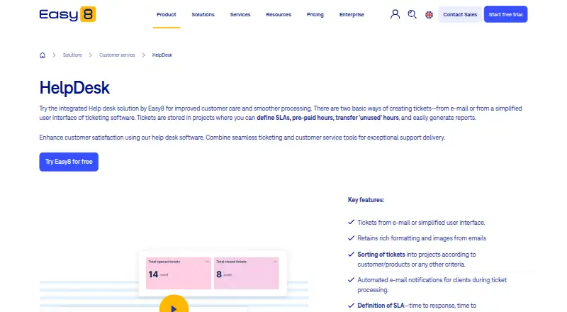 Easy8 HelpDesk's own site