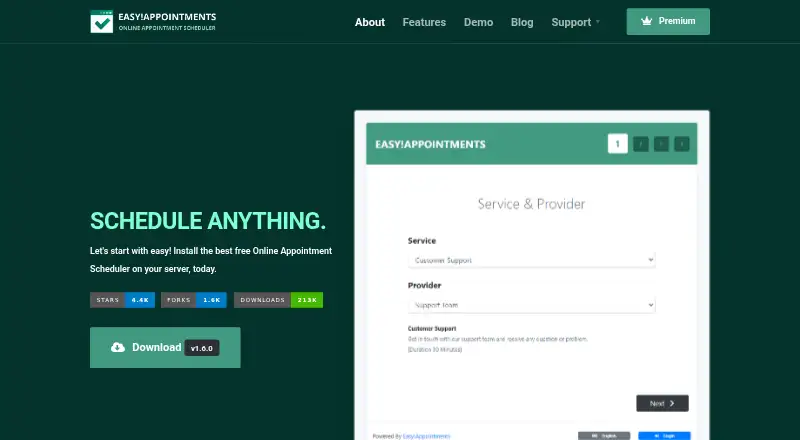 Easy!Appointments's own site