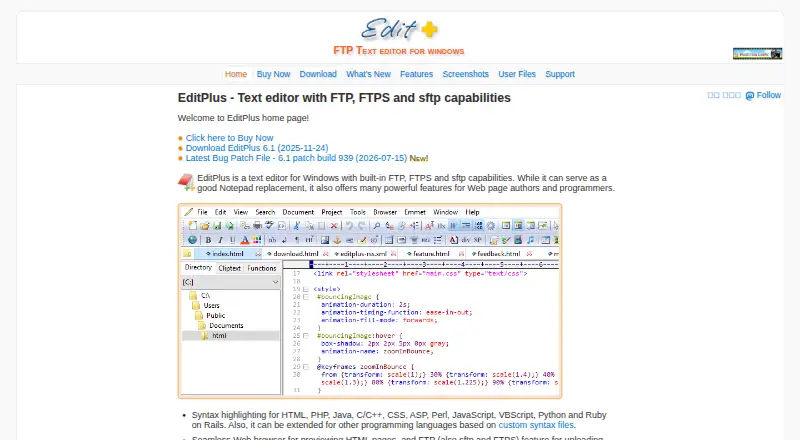 EditPlus's own site