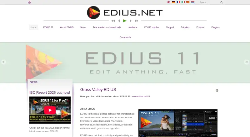 EDIUS's own site