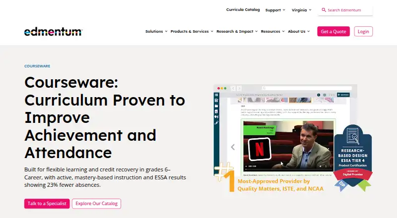 Edmentum Courseware's own site