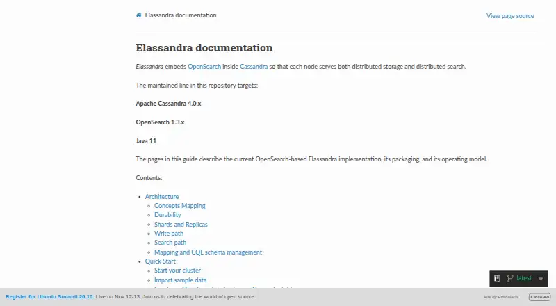 The Elassandra homepage