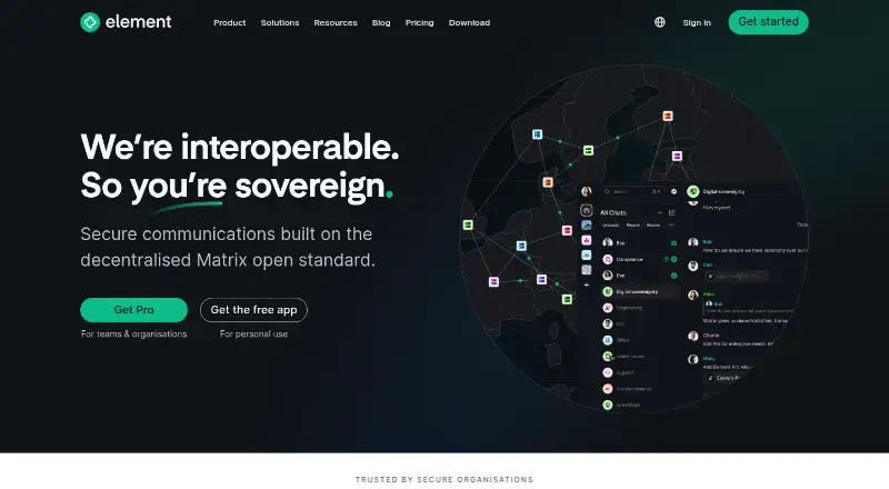 The Element homepage
