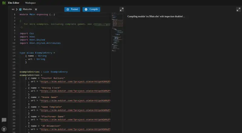 Elm Editor's own site