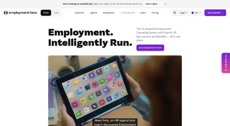 The Employment Hero homepage