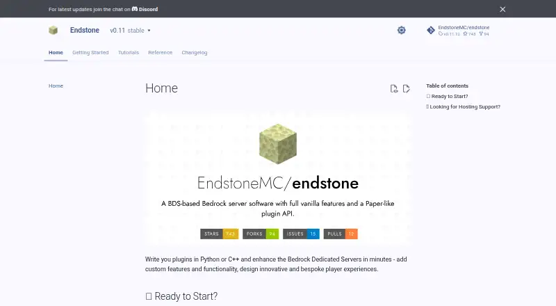 Endstone's own site