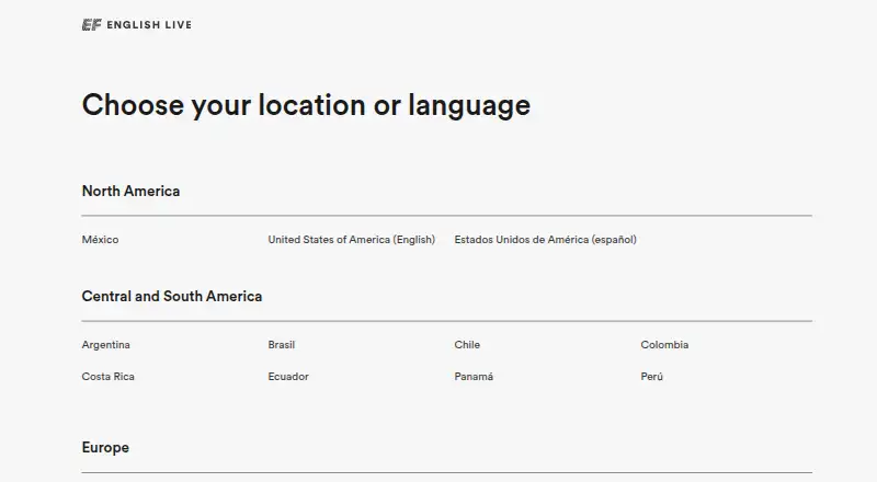 EF English Live's own site