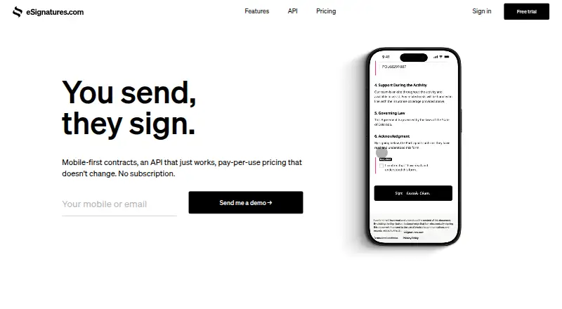 eSignatures.com API's own site