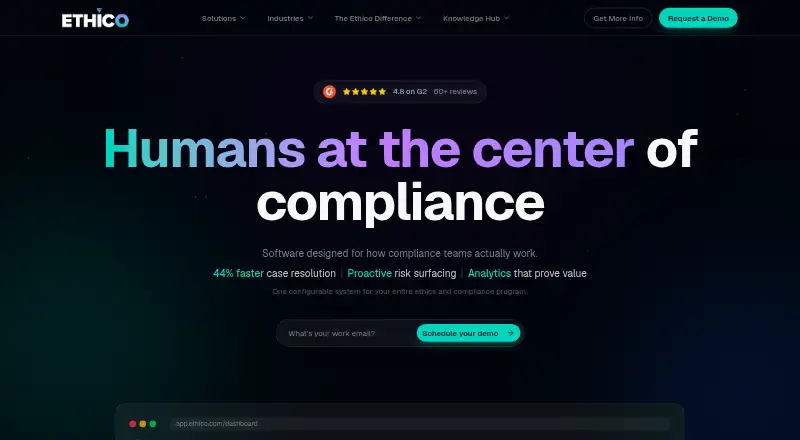 The Ethico Case Management homepage
