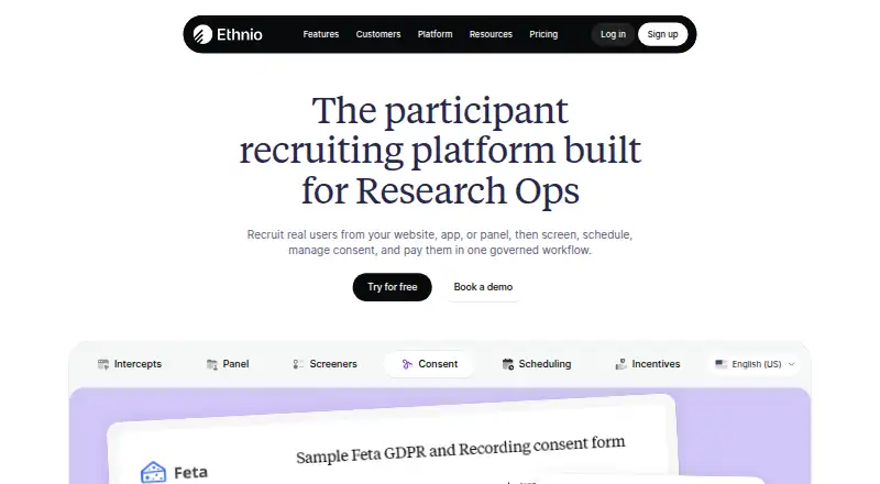 Ethnio's own site