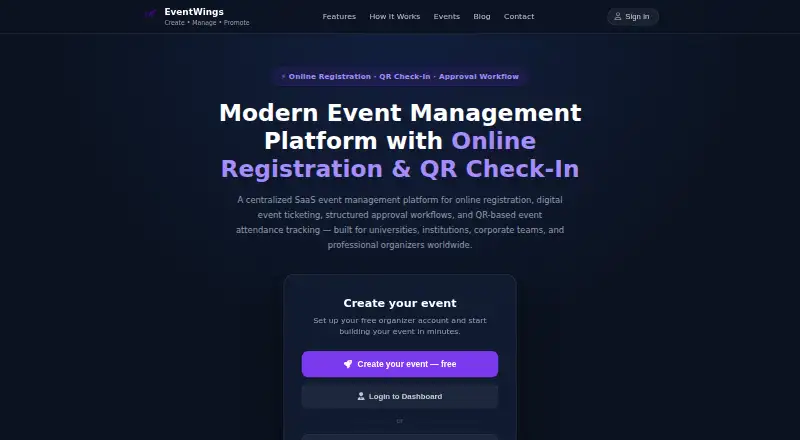 EventWings's own site