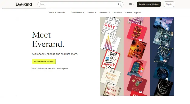 Everand's own site