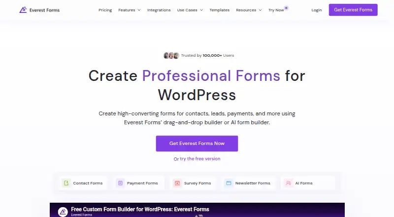 Everest Forms's own site