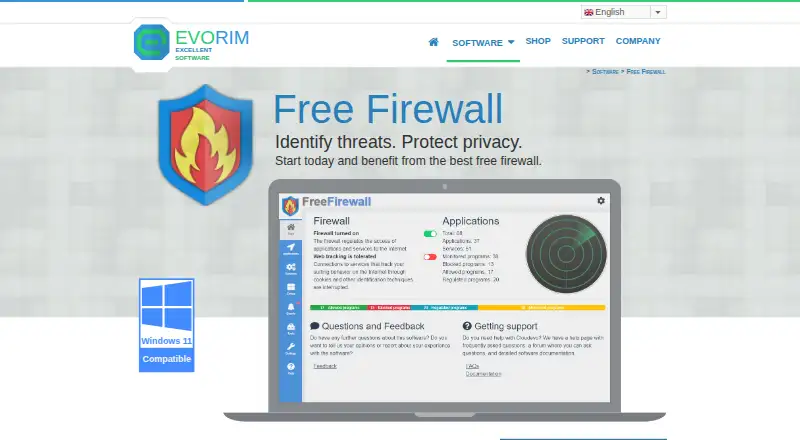 Evorim Free Firewall's own site