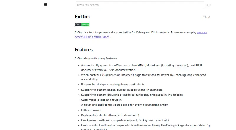 ExDoc's own site