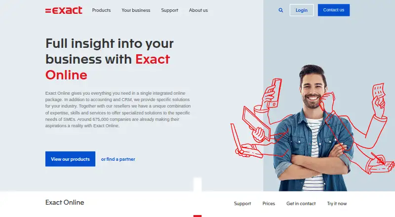 The Exact Online homepage