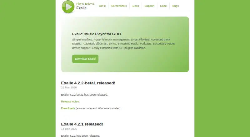 Exaile's own site