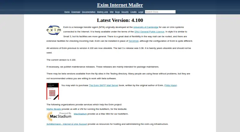 Exim's own site