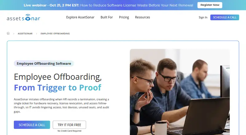 AssetSonar Employee Offboarding's own site