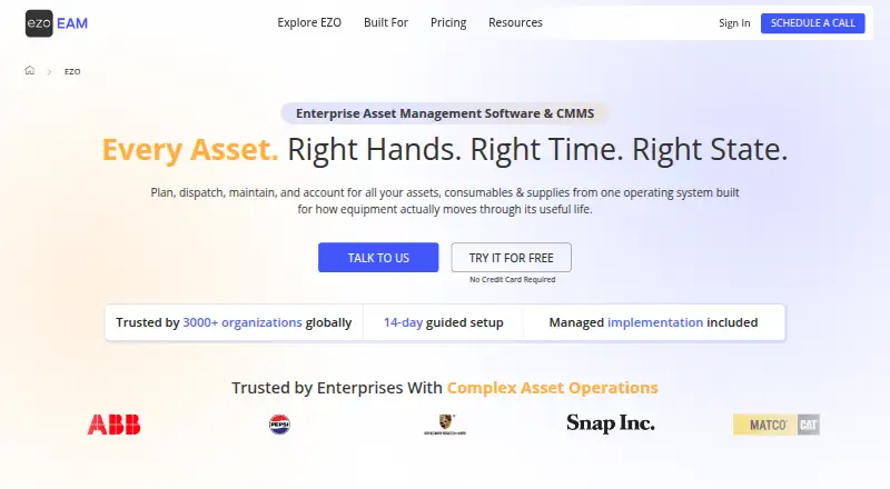 EZOfficeInventory (EZO EAM)'s own site