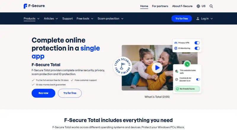 The F-Secure Total homepage
