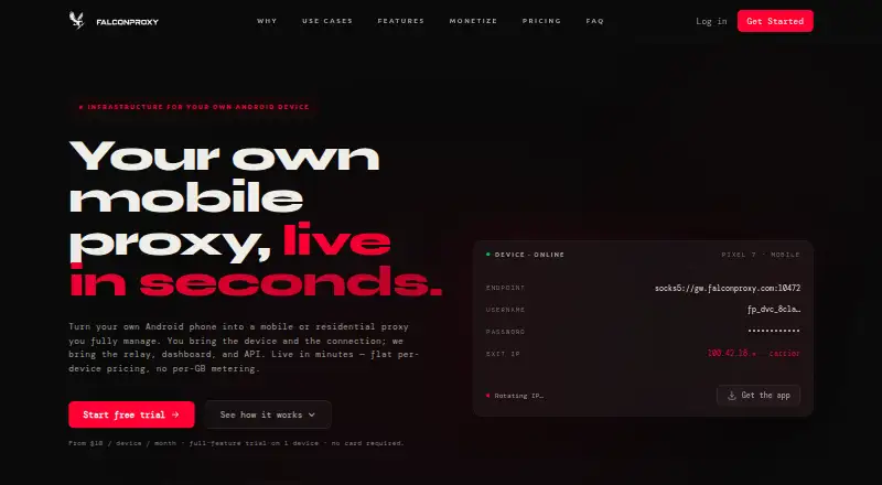 FalconProxy's own site