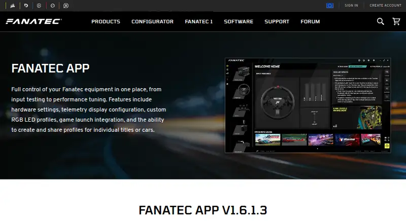 Fanatec App's own site