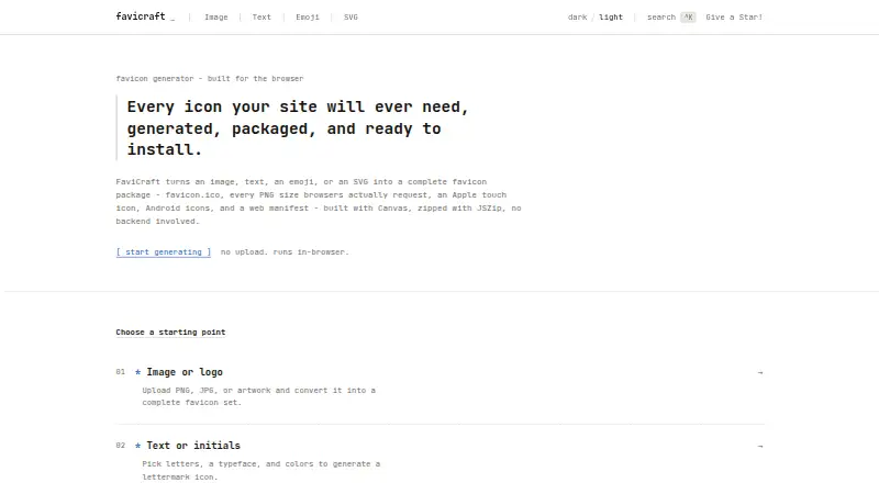Favicraft's own site