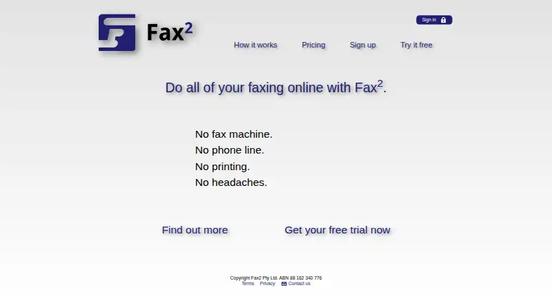 Fax² API's own site