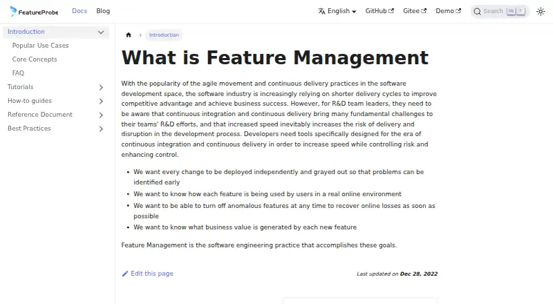 FeatureProbe's own site