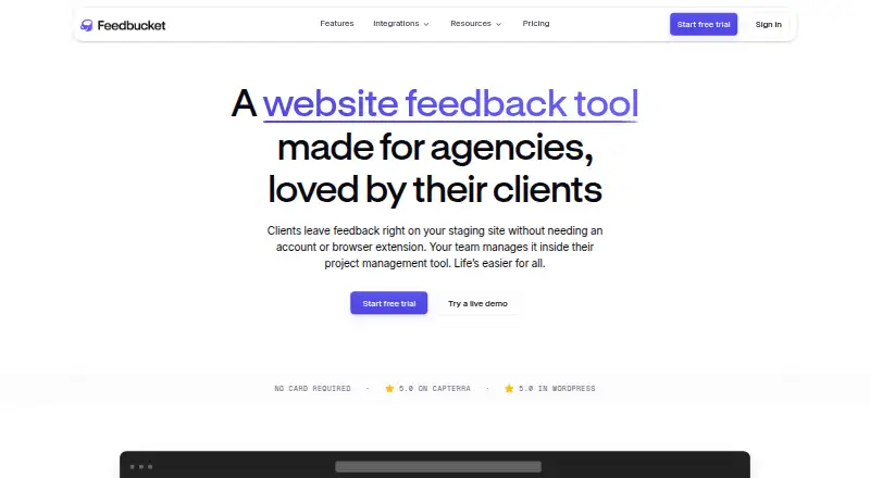 Feedbucket's own site
