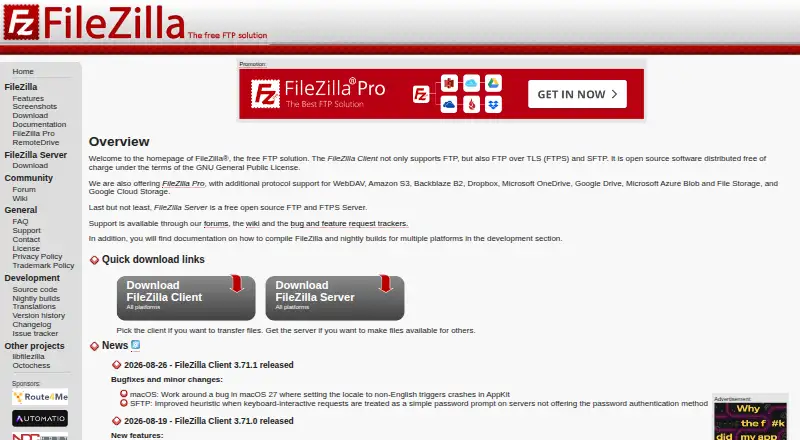FileZilla Server's own site