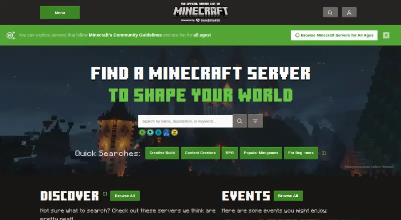 Official Minecraft Server List's own site