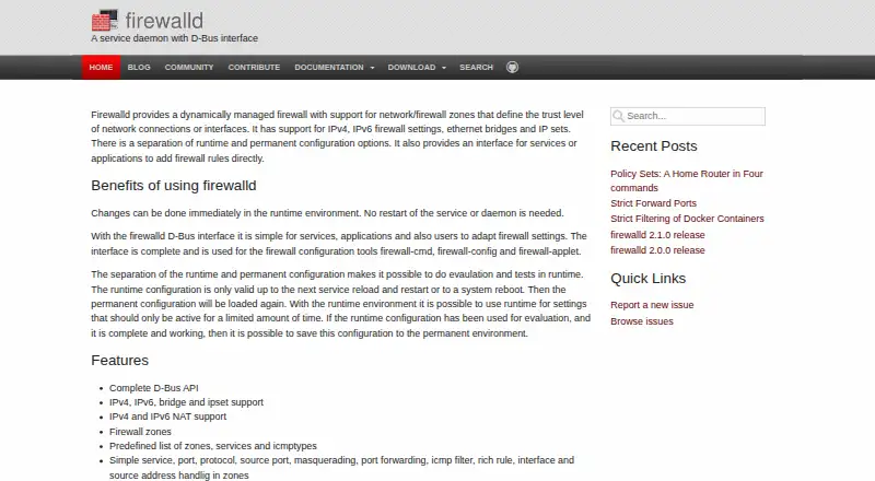 firewalld's own site