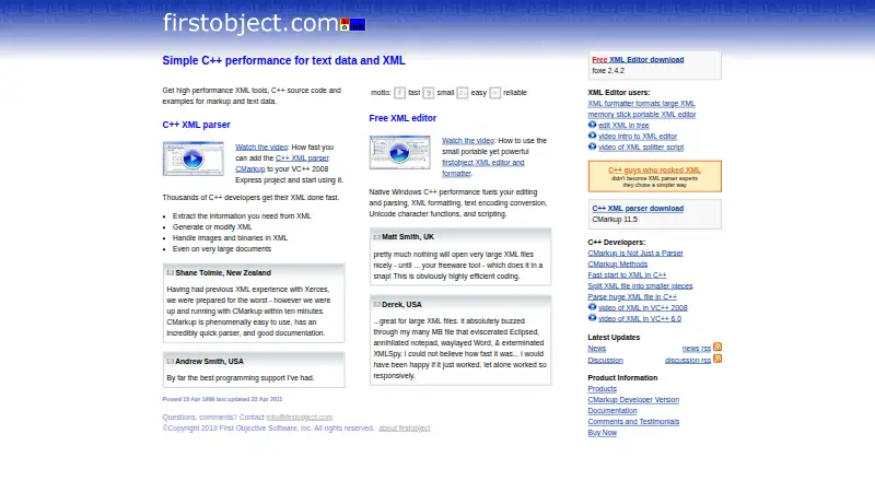 firstobject XML Editor's own site