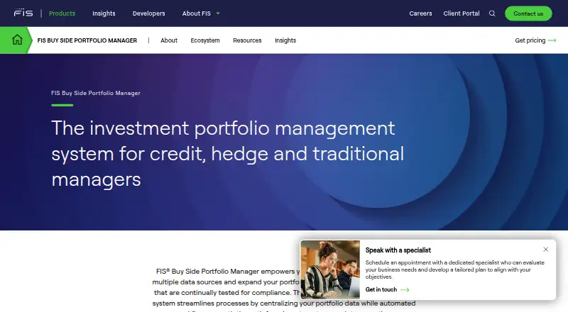 FIS Buy Side Portfolio Manager's own site