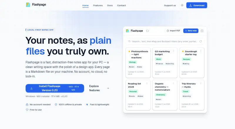 Flashpage's own site