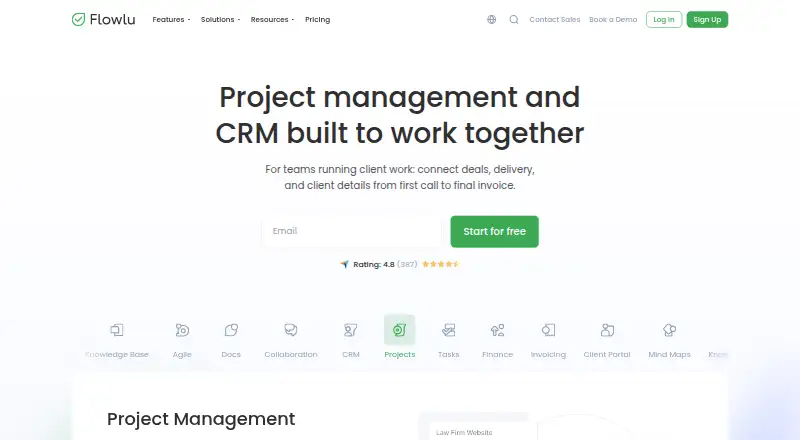 Flowlu's own site