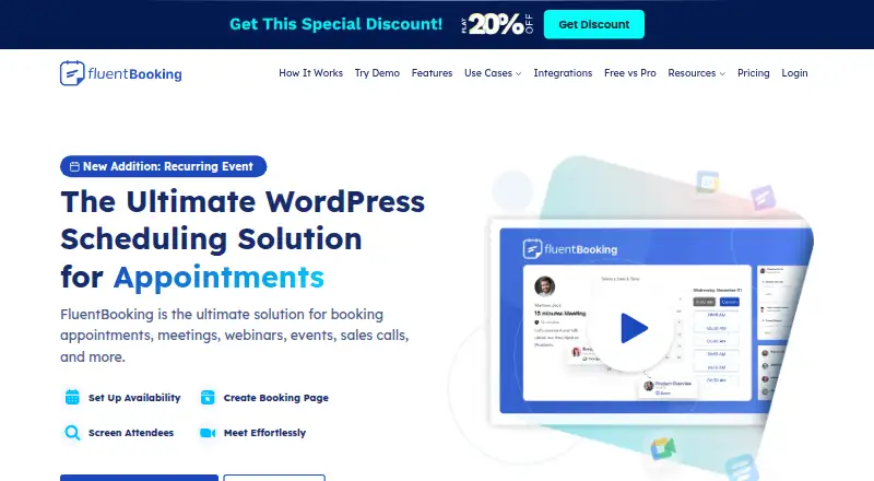 FluentBooking's own site