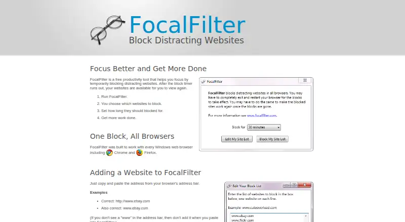 FocalFilter's own site