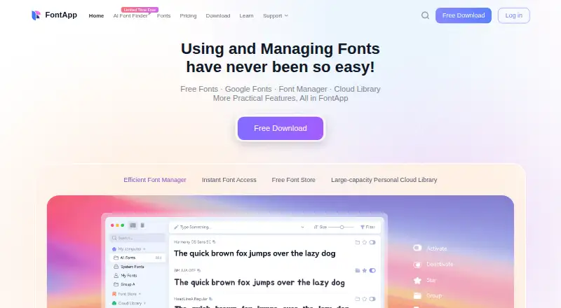 FontApp's own site