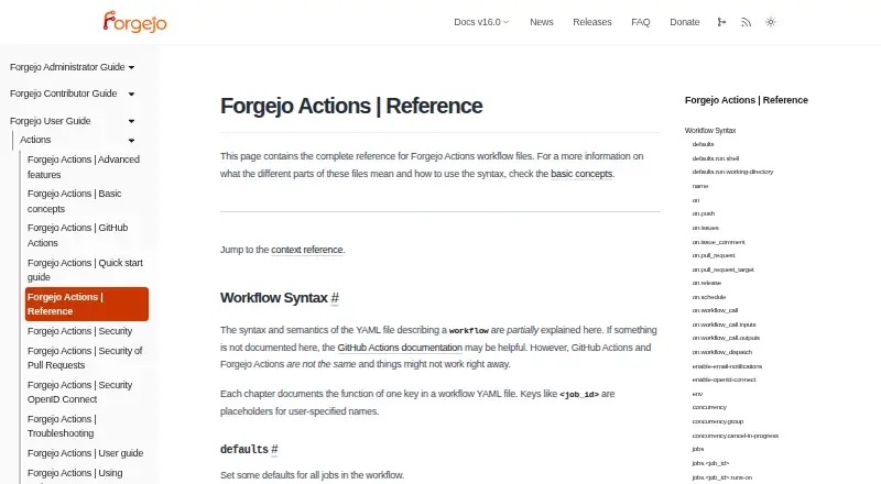 Forgejo Actions's own site