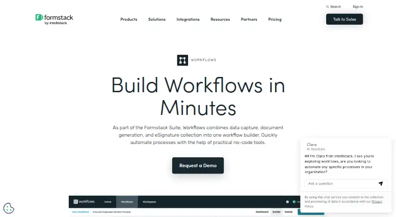 Formstack Workflows's own site