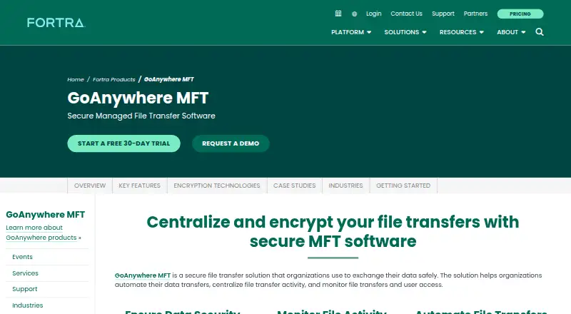 Fortra GoAnywhere MFT's own site